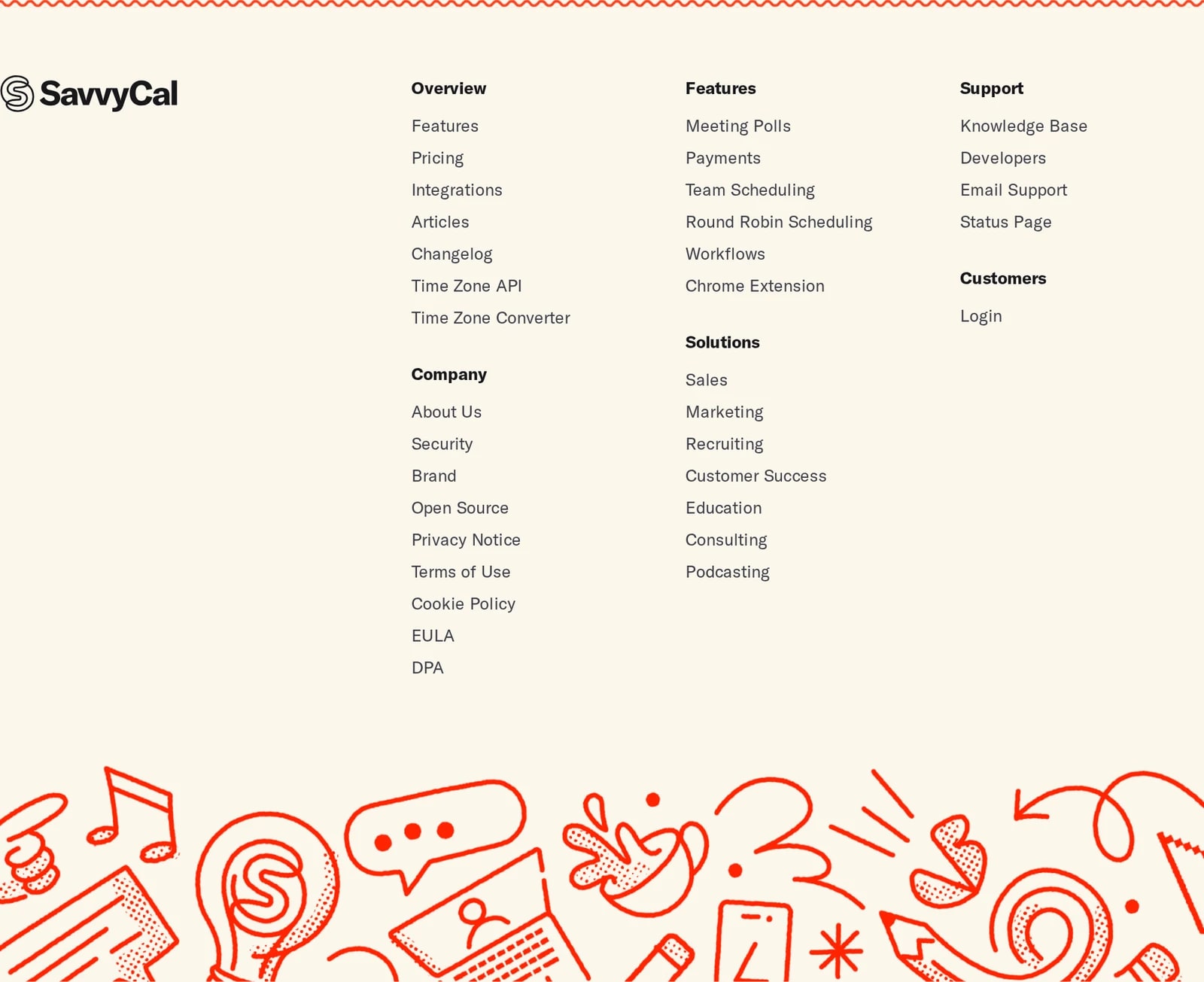 footer section of SavvyCal