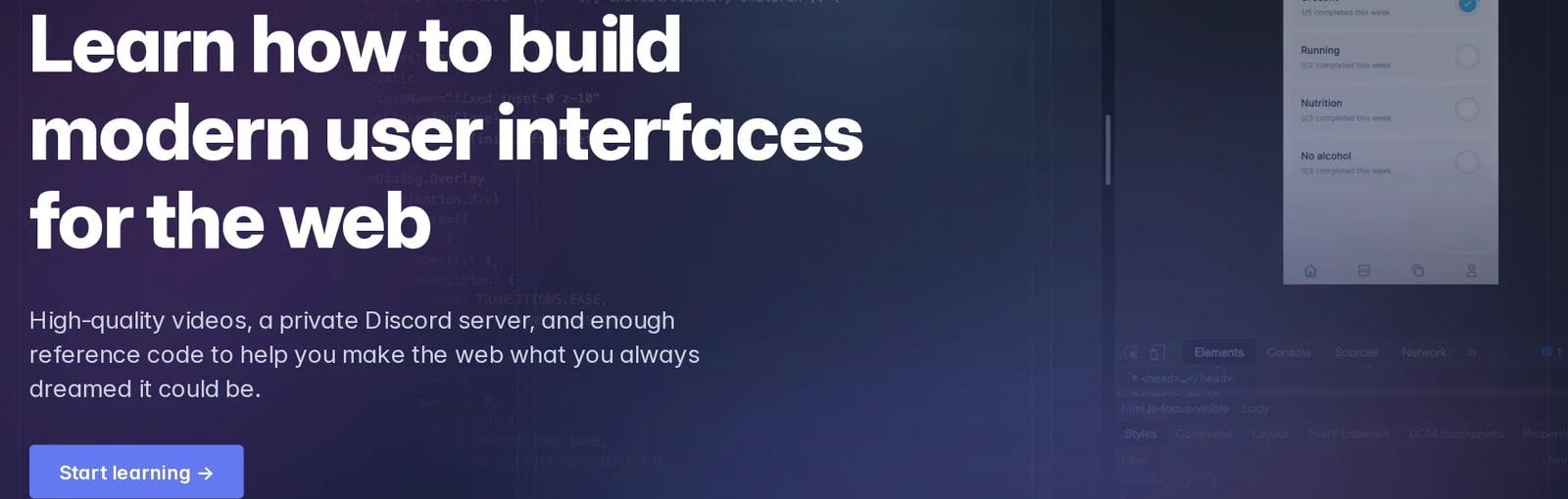 hero section of Build UI