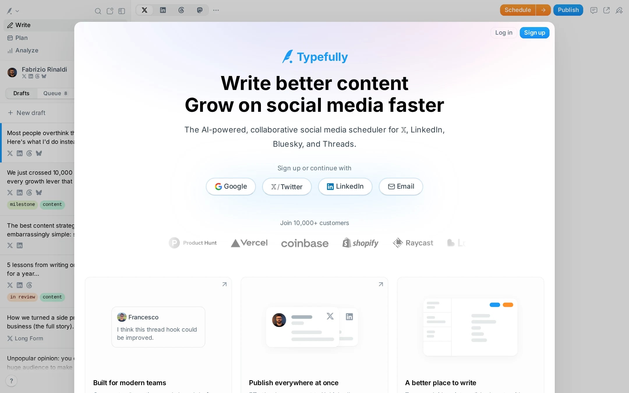 Screenshot of Typefully